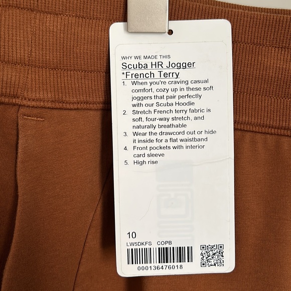 Lululemon Scuba High Rise Jogger Copper Brown Sz 10 French Terry - Picture 4 of 14